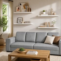 4-Piece Floating Wall Shelves in White for Home Decor