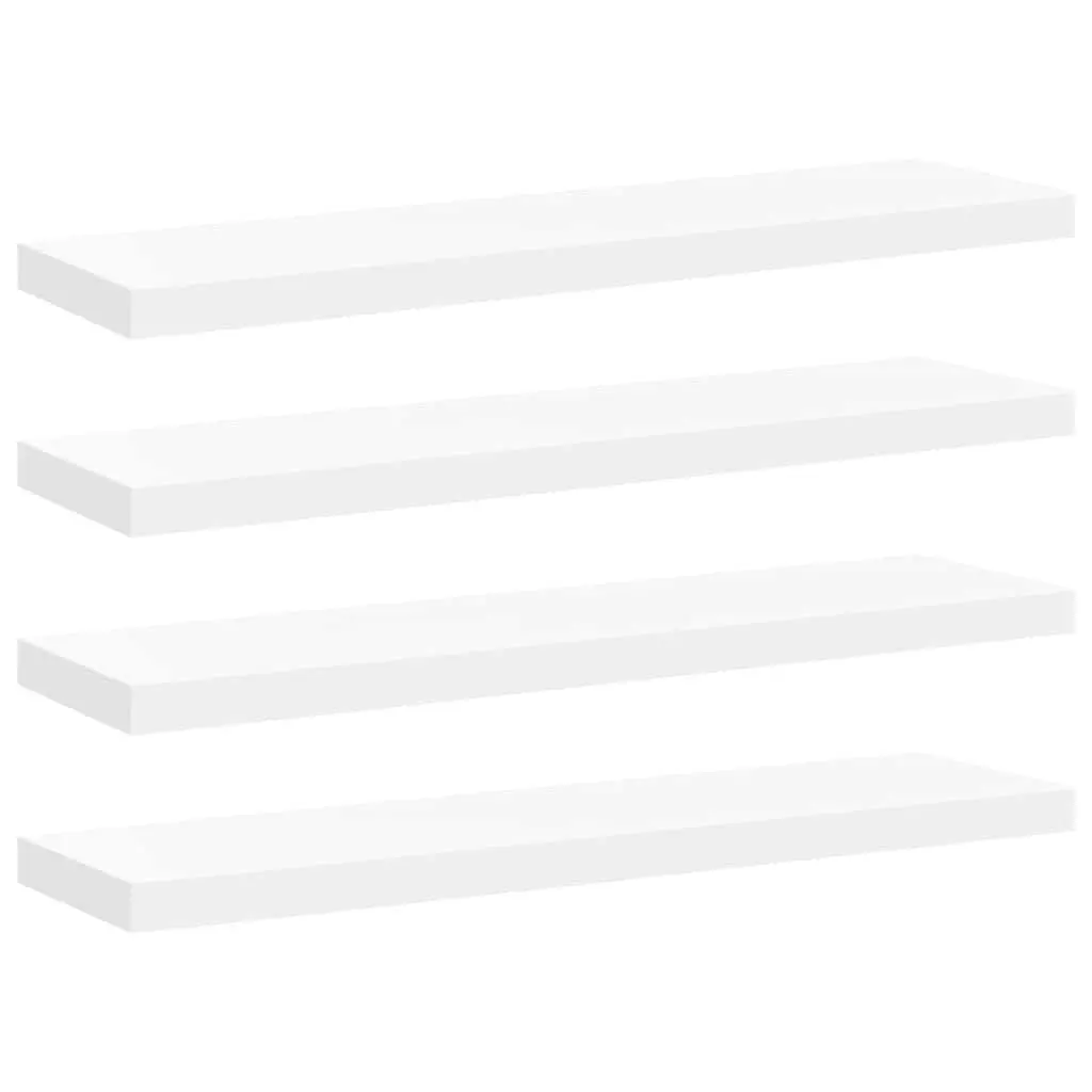 4-Piece Floating Wall Shelves in White for Home Decor