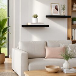 Black Floating Wall Shelf for Home Decor and Display
