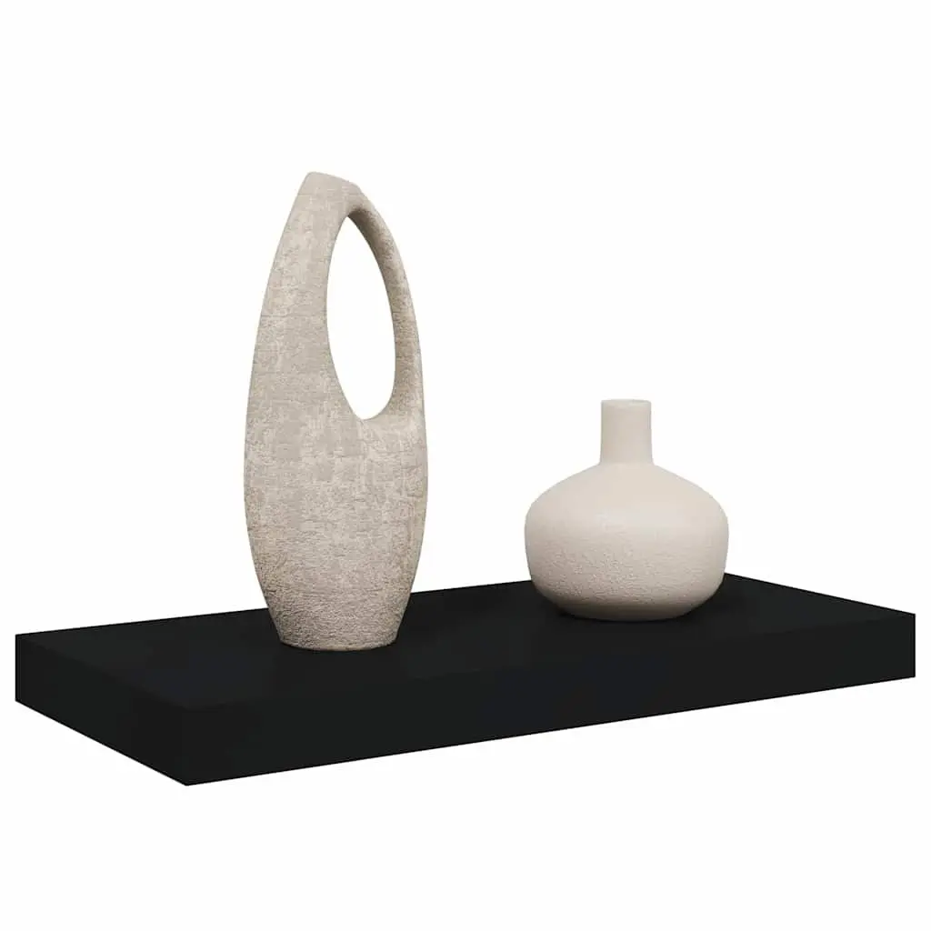 Floating Wall Shelf Black MDF Display Ledge Organizer Home Decor 50 x 23.5 x 3.8 cm