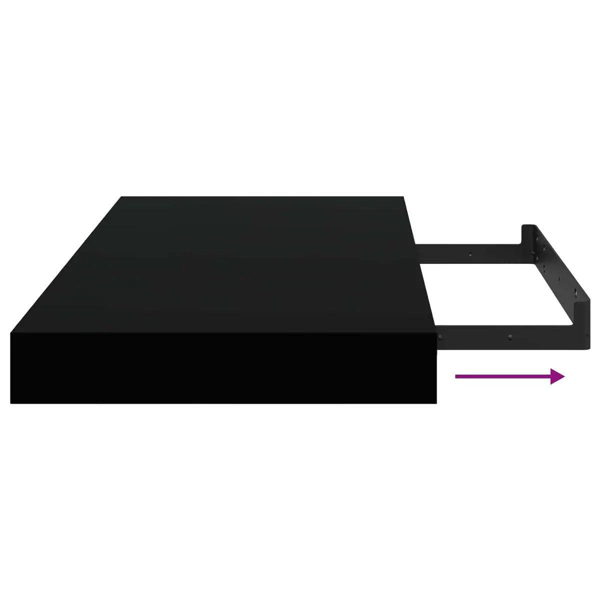 Floating Wall Shelf Black MDF Display Ledge Organizer Home Decor 50 x 23.5 x 3.8 cm