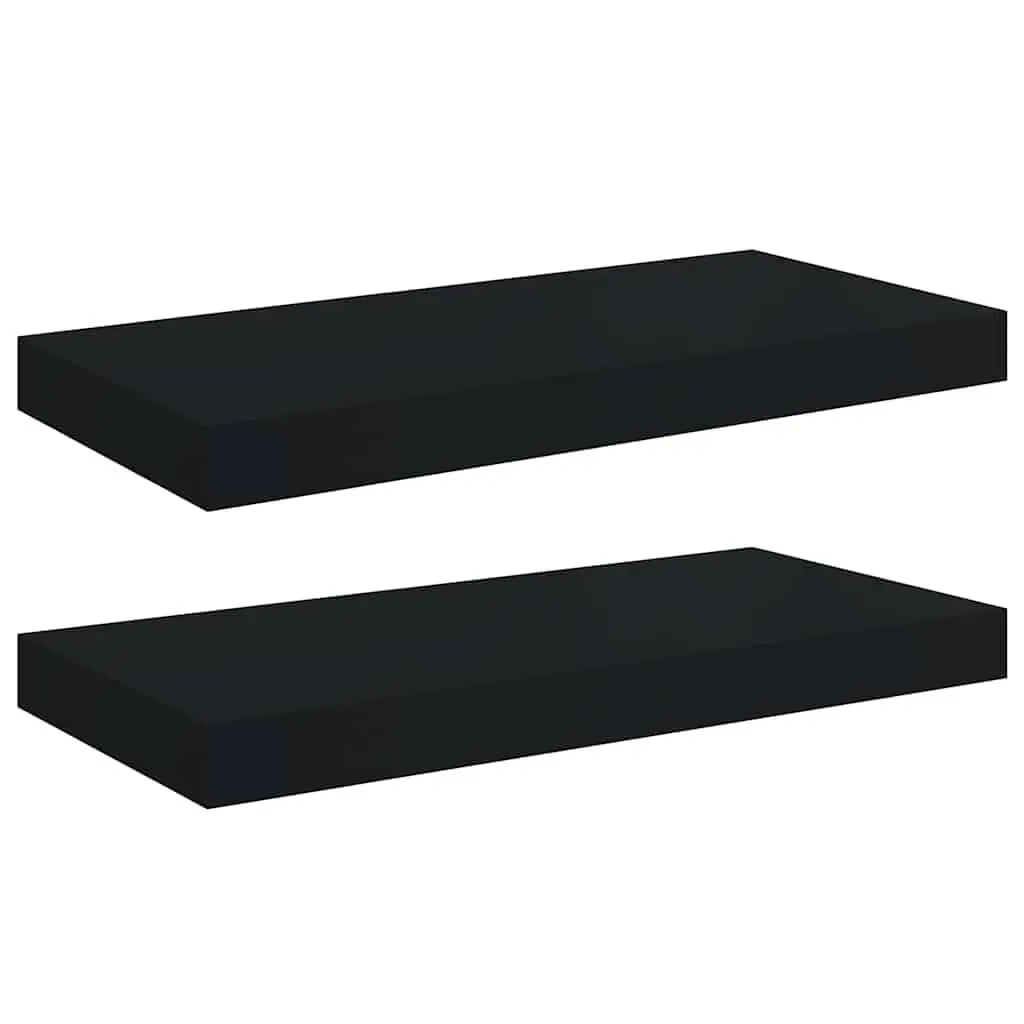 Floating Wall Shelves Black 50x23.5x3.8 cm Honeycomb MDF with Metal Frame 2 Piece