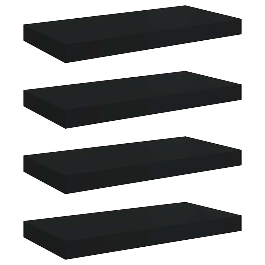 Wall Shelves Black Floating Display Shelves 50 x 23.5 x 3.8 cm Honeycomb MDF and Metal Frame