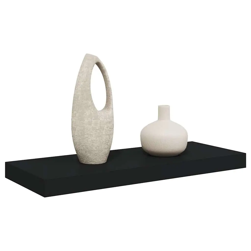 Black Floating Wall Shelf Display Ledge Invisible Mounting System Honeycomb MDF Metal Frame 60x23.5x3.8cm