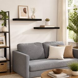 Floating Wall Shelves Display Set in Black - 2 Pieces