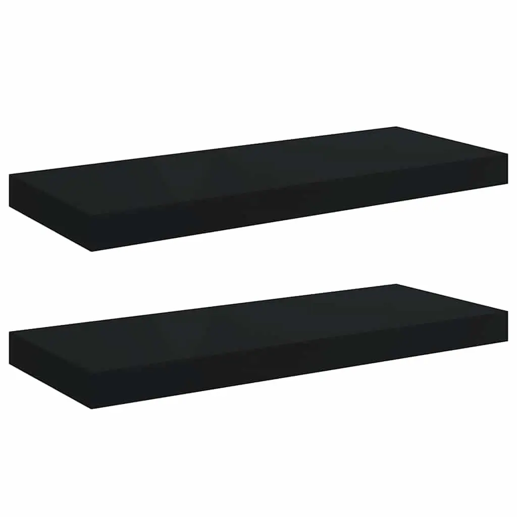 Floating Wall Shelves Black 60x23.5x3.8cm Honeycomb MDF 2 Pieces
