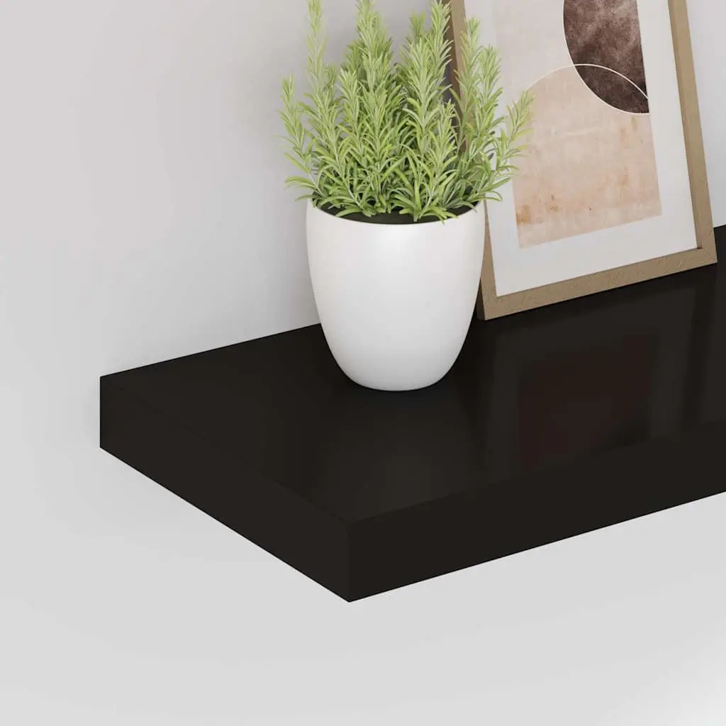 Floating Wall Shelves Set of 4 Black MDF