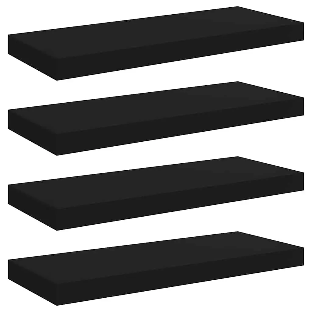 Floating Wall Shelves Set of 4 Black MDF
