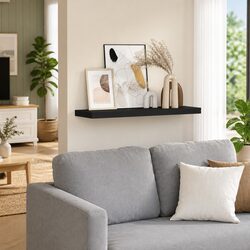 Black Floating Wall Shelf for Display and Storage 80x23.5cm