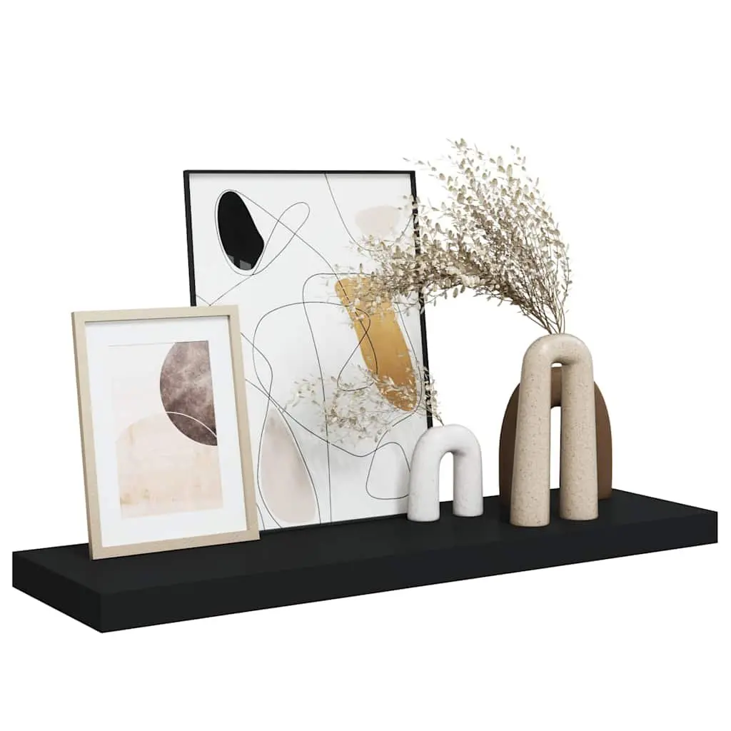Floating Wall Shelf Black 80x23.5cm MDF with Metal Frame