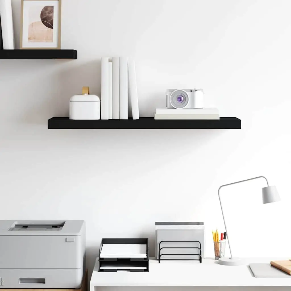 Floating Wall Shelf Black 80x23.5cm MDF with Metal Frame