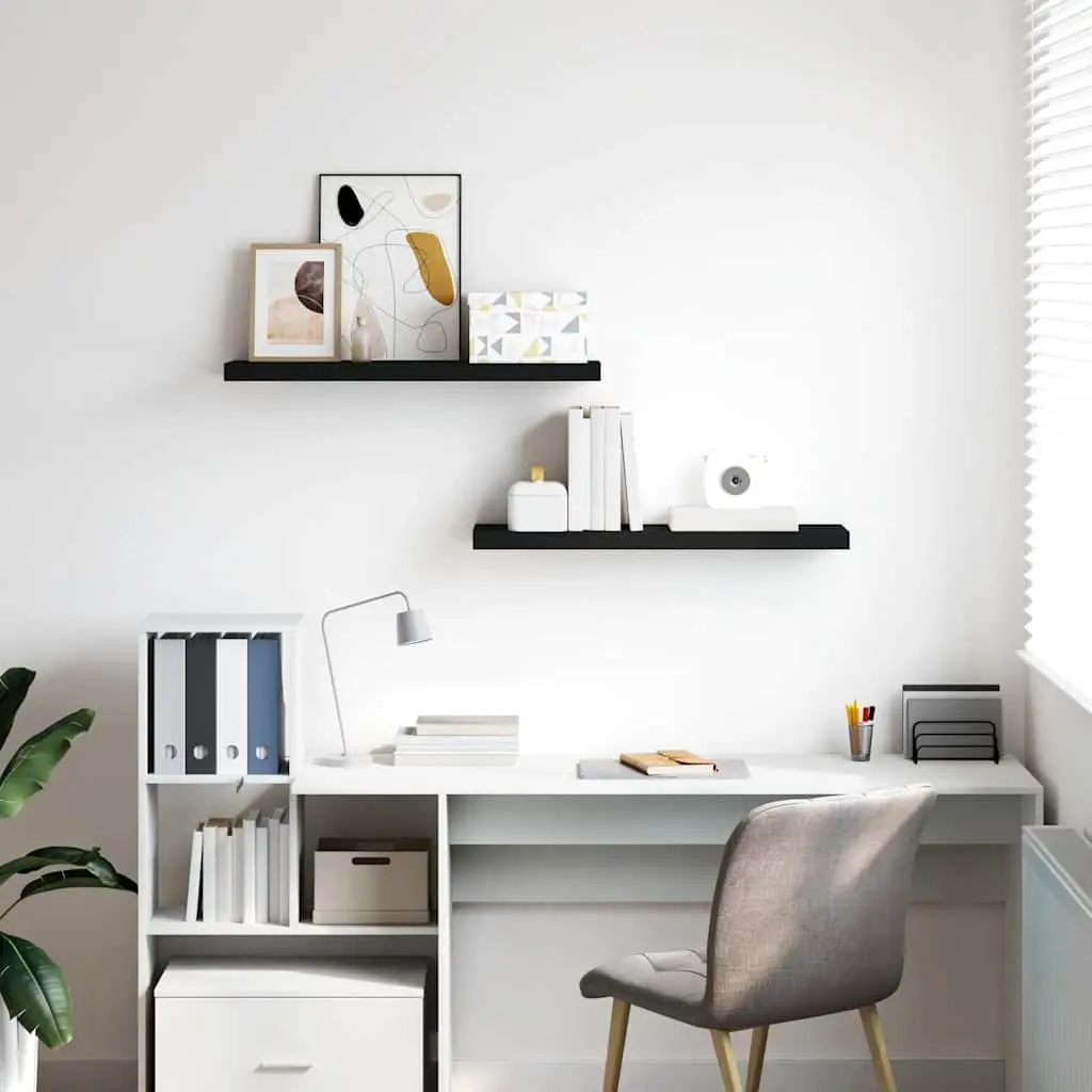 Floating Wall Shelves Black 80x23.5x3.8 cm Metal Honeycomb MDF