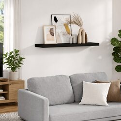 Black Floating Wall Shelf for Home Display 90x23.5cm
