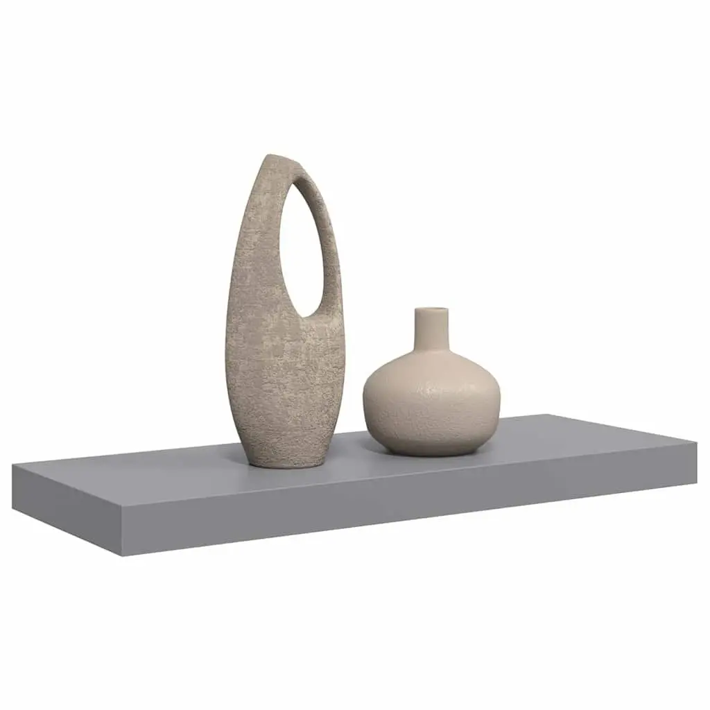Floating Wall Shelf Grey 60 x 23.5 x 3.8 cm Honeycomb MDF and Metal Frame