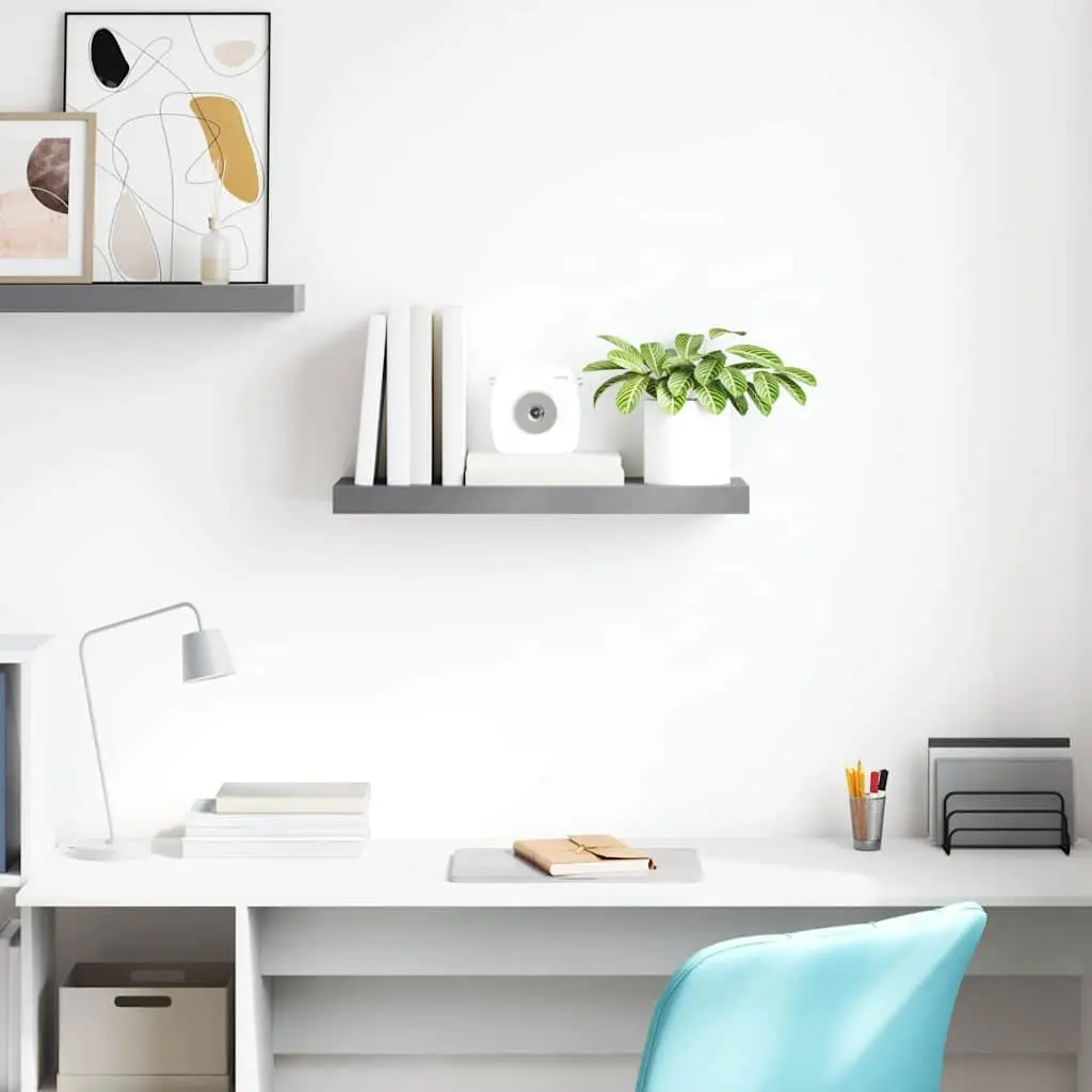 Floating Wall Shelf Grey 60 x 23.5 x 3.8 cm Honeycomb MDF and Metal Frame