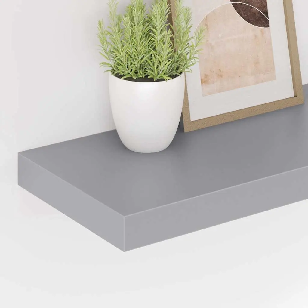 Floating Wall Shelf Grey 60 x 23.5 x 3.8 cm Honeycomb MDF and Metal Frame