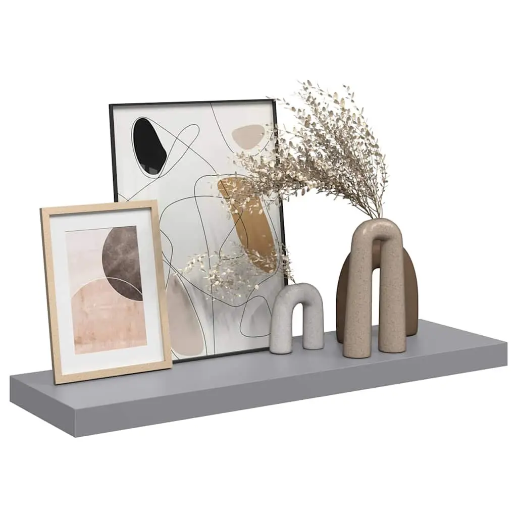 Floating Wall Shelf Grey Honeycomb MDF Metal 80 x 23.5 x 3.8 cm Display Ledge Storage Rack Home Decor Organiser