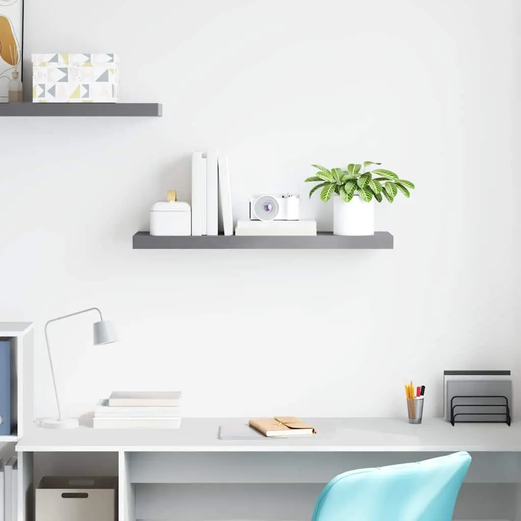 Floating Wall Shelf Grey Honeycomb MDF Metal 80 x 23.5 x 3.8 cm Display Ledge Storage Rack Home Decor Organiser