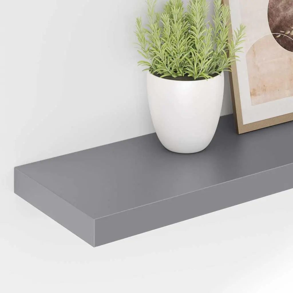 Floating Wall Shelf Grey Honeycomb MDF Metal 80 x 23.5 x 3.8 cm Display Ledge Storage Rack Home Decor Organiser