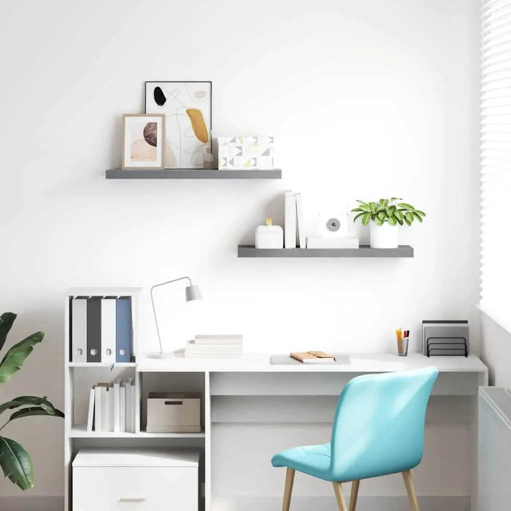 Floating Wall Shelves Grey 80x23.5x3.8 cm Honeycomb MDF with Metal Frame 2 Piece