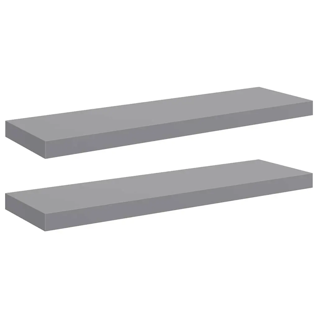 Floating Wall Shelves Grey 80x23.5x3.8 cm Honeycomb MDF with Metal Frame 2 Piece