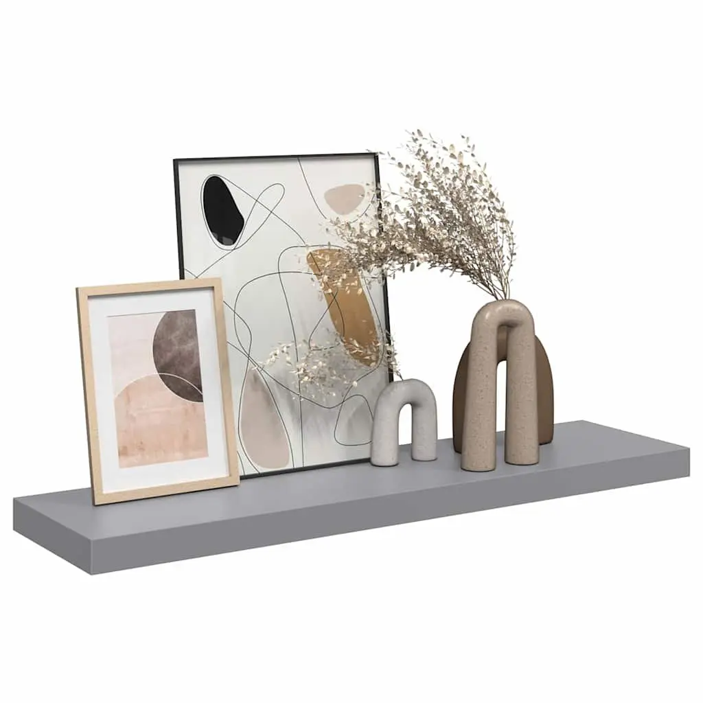 Floating Wall Shelf Grey Honeycomb MDF Metal Frame 90 x 23.5 x 3.8 cm