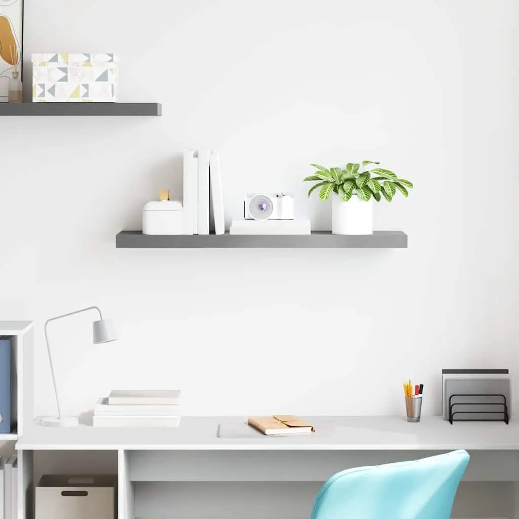 Floating Wall Shelf Grey Honeycomb MDF Metal Frame 90 x 23.5 x 3.8 cm