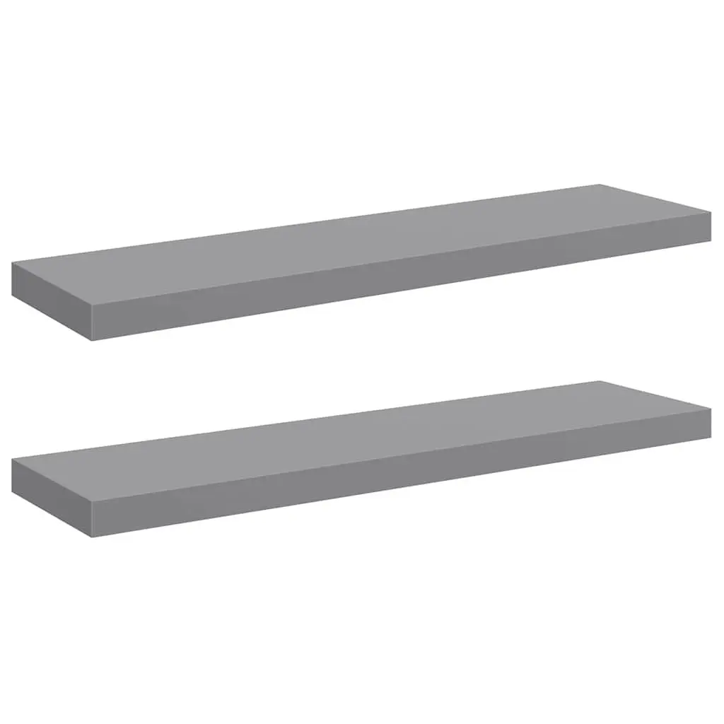 Floating Wall Shelves Grey 90 x 23.5 x 3.8 cm Honeycomb MDF with Metal Frame 2 Piece