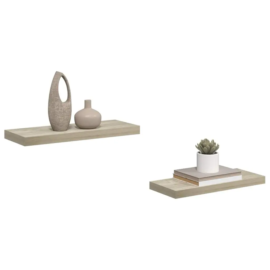 Floating Wall Shelves Brown 60x23.5cm Honeycomb MDF and Metal Frame 2 Piece