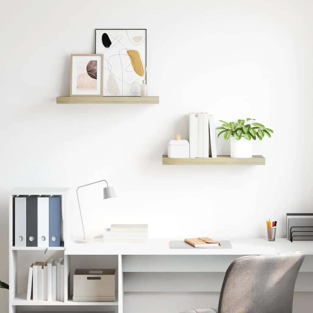 Floating Wall Shelves Brown 60x23.5cm Honeycomb MDF and Metal Frame 2 Piece