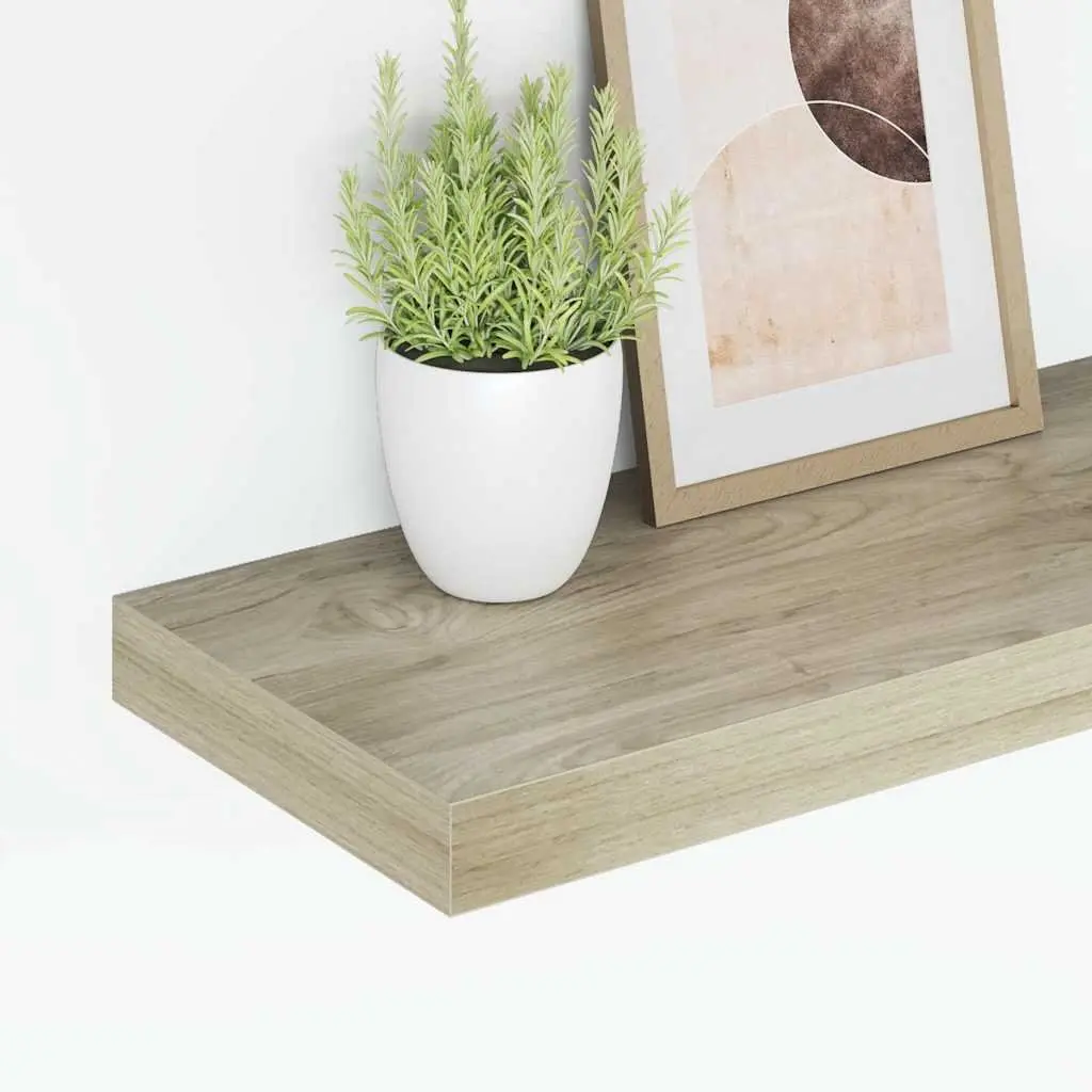 Floating Wall Shelves Brown 60x23.5cm Honeycomb MDF and Metal Frame 2 Piece