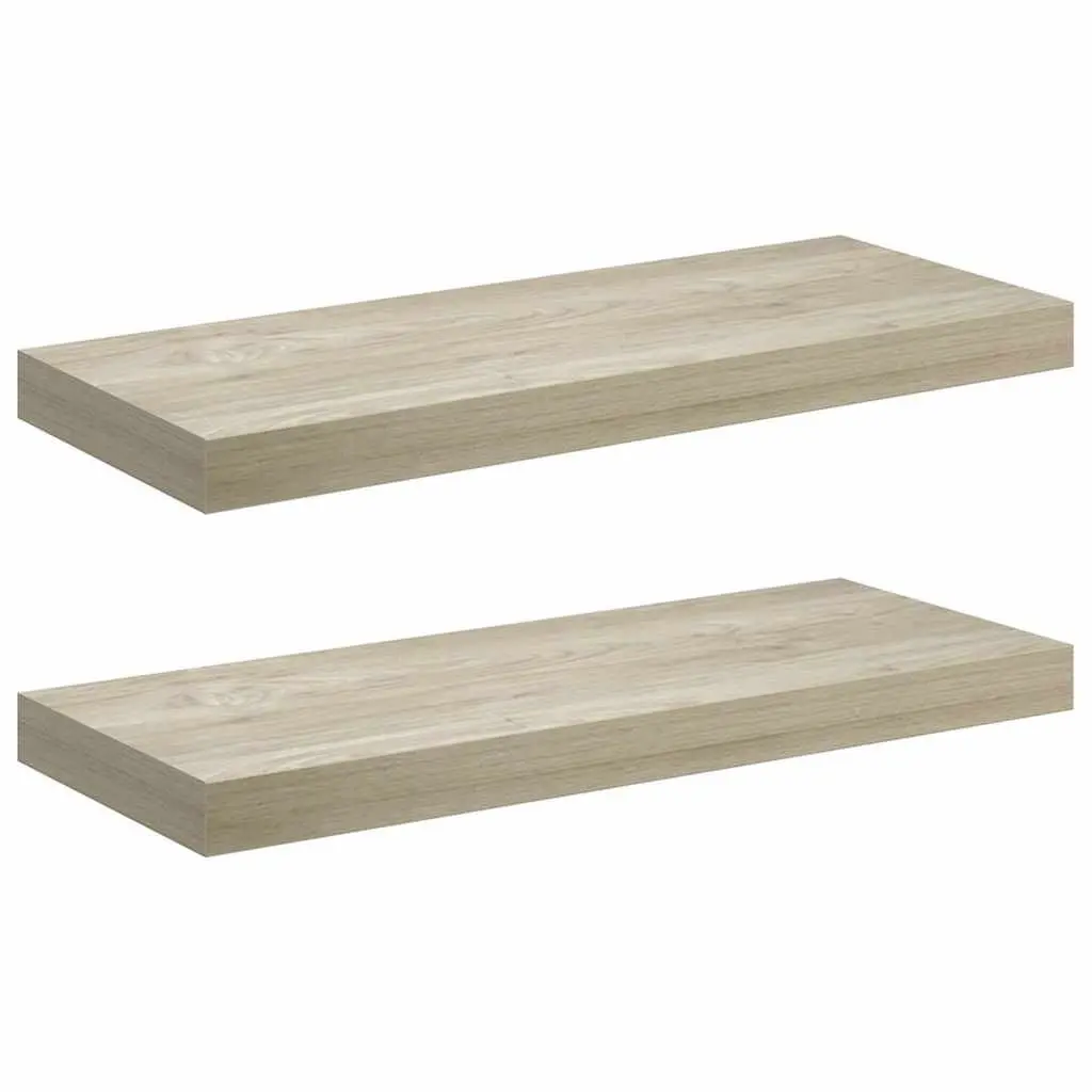 Floating Wall Shelves Brown 60x23.5cm Honeycomb MDF and Metal Frame 2 Piece