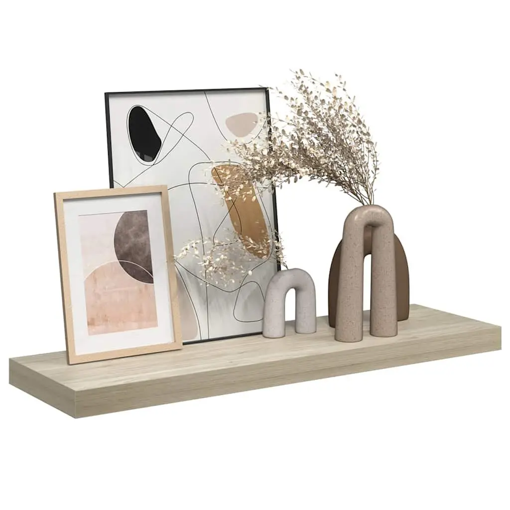 Floating Wall Shelf Brown Honeycomb MDF Metal Frame 80 x 23.5 x 3.8 cm