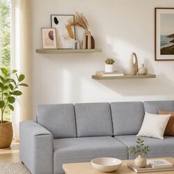 Brown Floating Wall Shelves - 2 Piece Display Rack