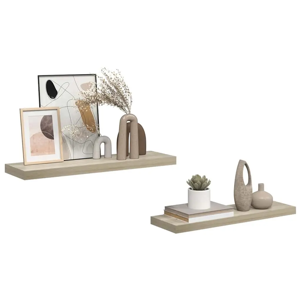 Floating Wall Shelves Brown 2 Piece Honeycomb MDF with Metal Frame