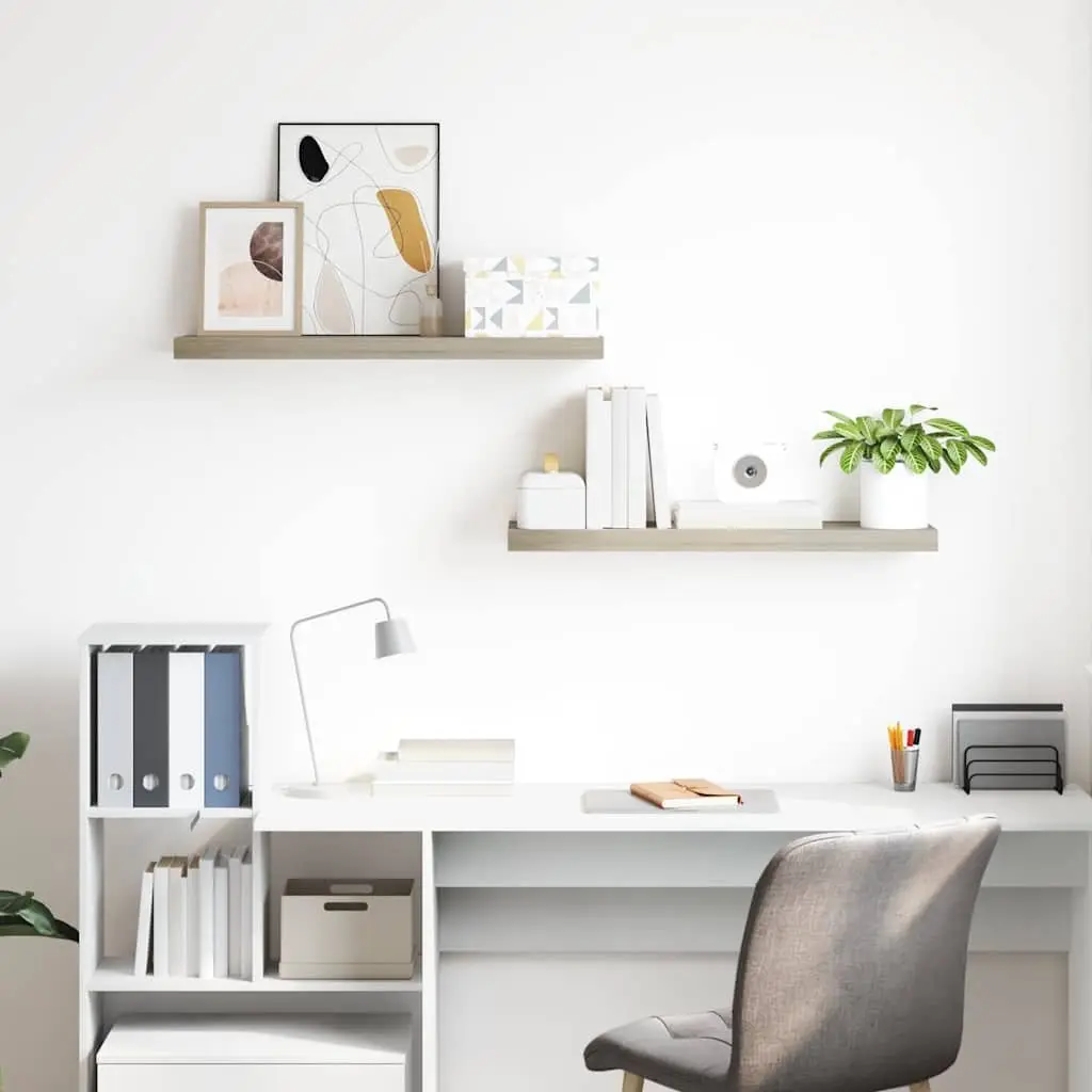 Floating Wall Shelves Brown 2 Piece Honeycomb MDF with Metal Frame
