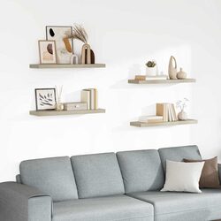 Floating Wall Shelves 4 Piece Set Oak Brown Display Ledge Home Storage