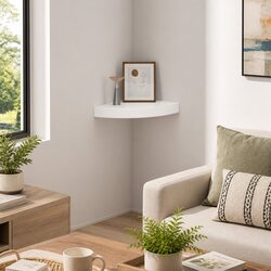 White High Gloss Floating Corner Wall Shelf for Home Decor