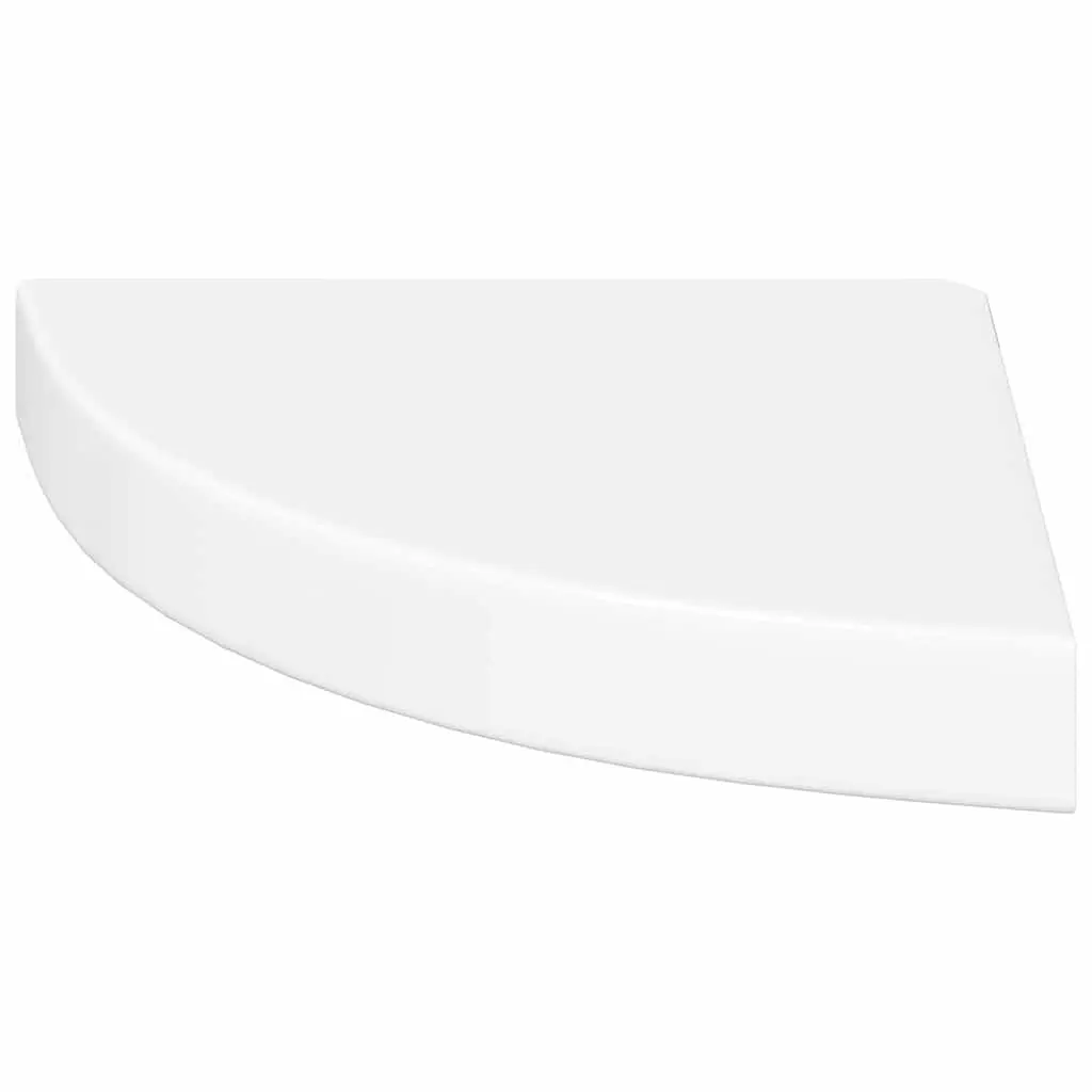 Floating Corner Wall Shelf High Gloss White 25x25x3.8cm MDF