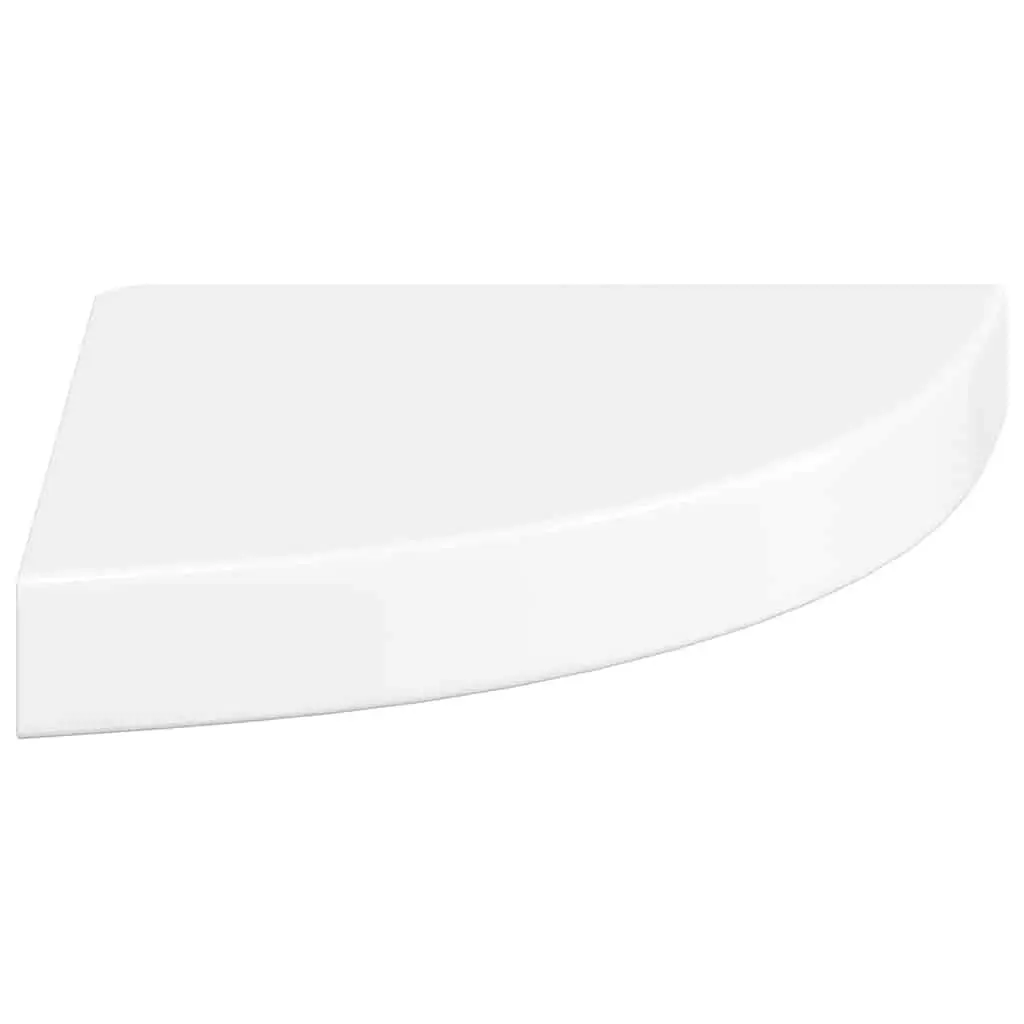 Floating Corner Wall Shelves White High Gloss 25x25x3.8cm MDF Metal Set