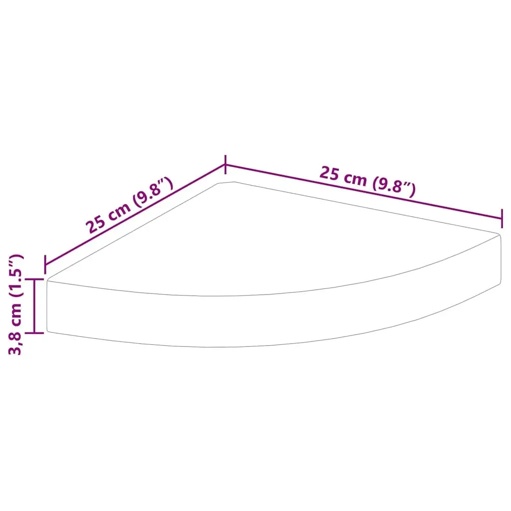 Floating Corner Wall Shelves White High Gloss 25x25x3.8cm MDF Metal Set