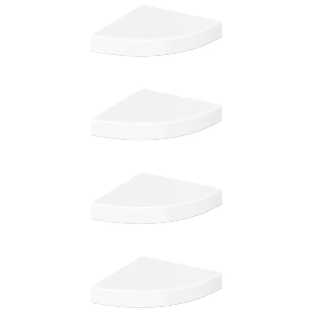 High Gloss White Floating Corner Shelves Set of 4