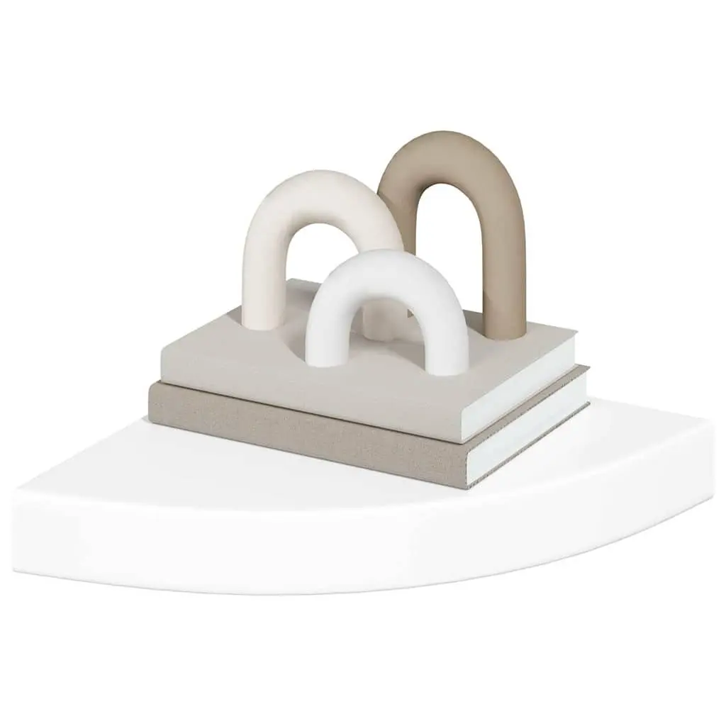 High Gloss White Floating Corner Shelves Set of 4