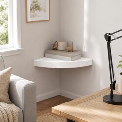 White Floating Corner Wall Shelf for Home Decor