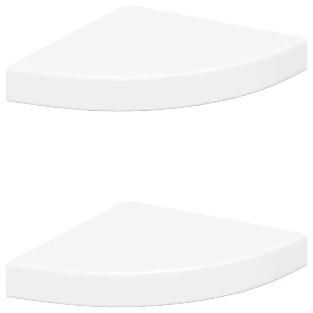 Floating Corner Wall Shelves White 25 x 25 x 3.8 cm MDF