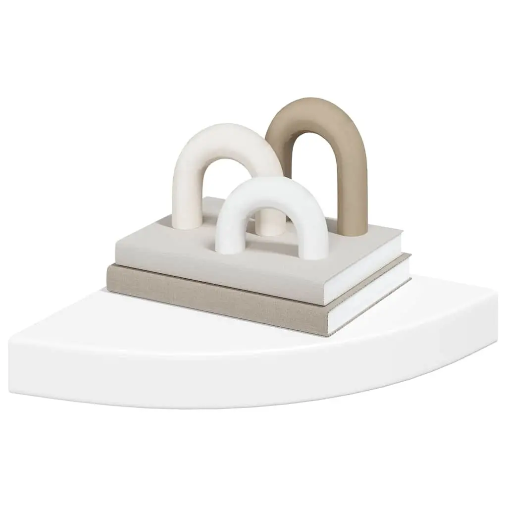 Floating Corner Wall Shelves White 25 x 25 x 3.8 cm MDF