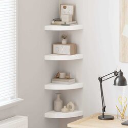 Floating Corner Shelves 4 Pieces White Wall Mount Display Storage Home Decor