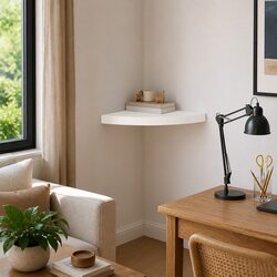 White Floating Corner Shelf for Stylish Home Decor