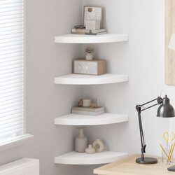 Floating Corner Shelves 4 pcs White 35x35x3.8 cm Wall Mount Display Ledge