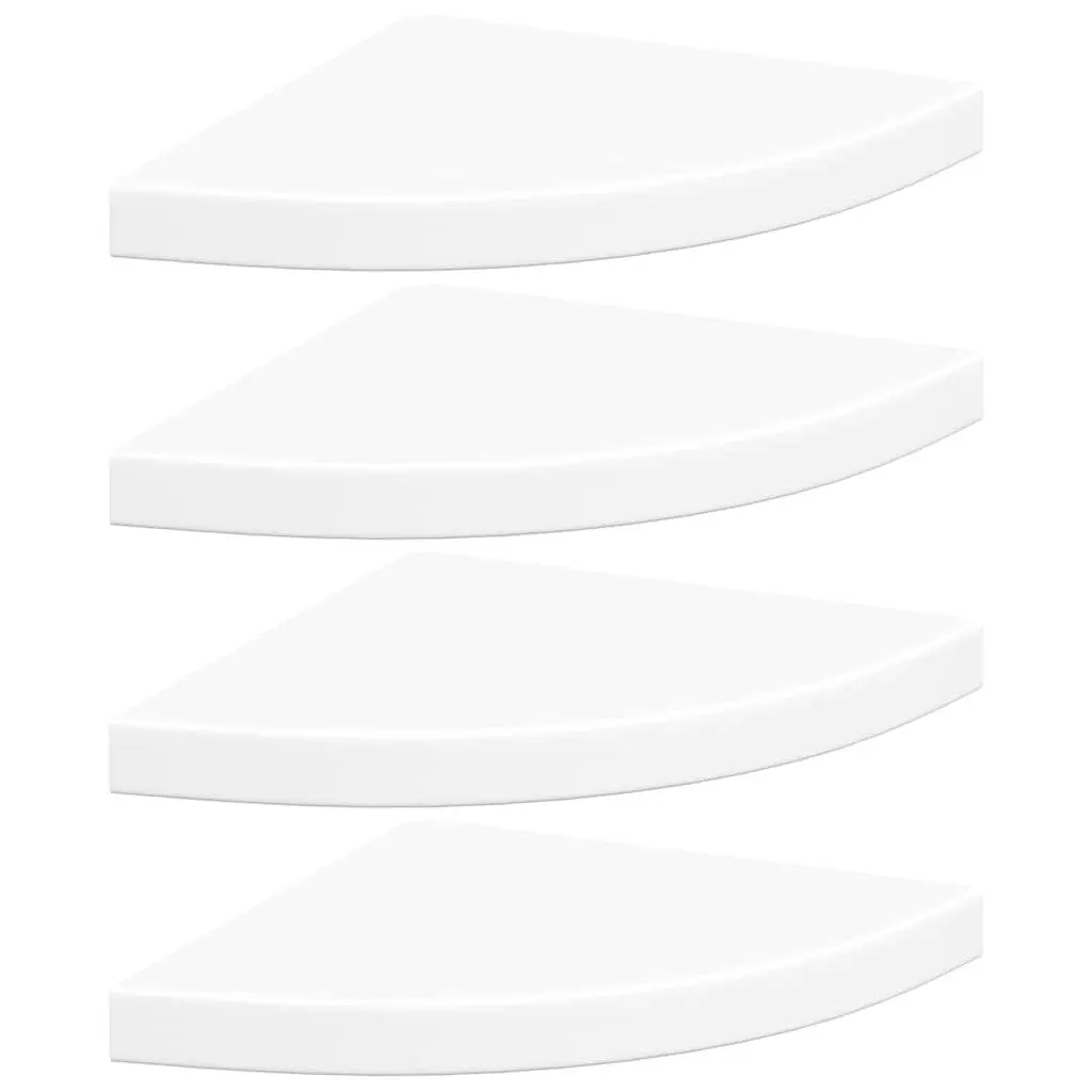 Floating Corner Shelves White 35x35x3.8 cm Honeycomb MDF Set of 4
